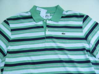 LACOSTE MENS GREEN MULTI COLORED STRIPED POLO SHIRT NWT 3XL 9 $72+ NEW 