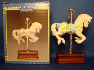   Figurine Merry Go Round Porcelain Statue With Wood Base NEW  