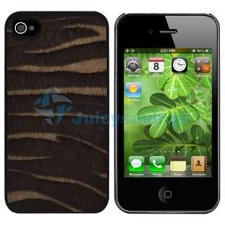Yellow Zebra Feather Cover Case+Screen Protector For Apple iPhone 4 4S 