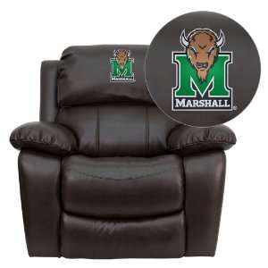   Herd Embroidered Brown Leather Rocker Recliner