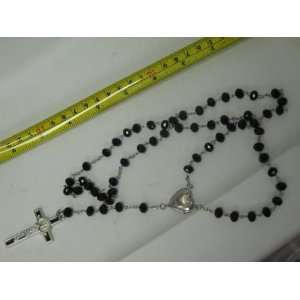  Traditional Black Color Rosary Necklace with Cross for 