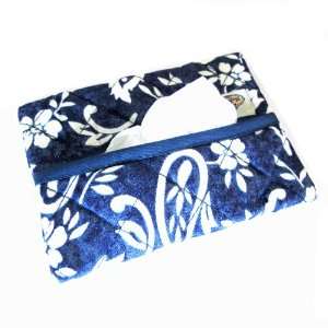  Cotton Tissue Case, White Flowers & Paisley Design/Blue 