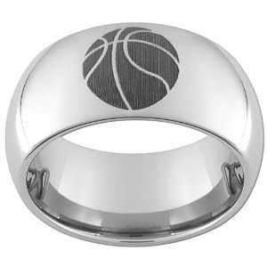 10mm Tungsten Carbide Dome Ring with One(1) BASEKETBALL Image (Free 