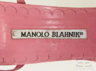 Manolo Blahnik Pink Leather Flower Detail Strappy Heels Size 40.5 