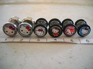 Choice of 1 Pr 16g Cheater Plugs OR Tragus HELLO KITTY  