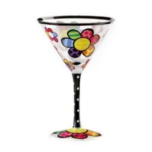  Romero Britto Martini Glass   Flower 