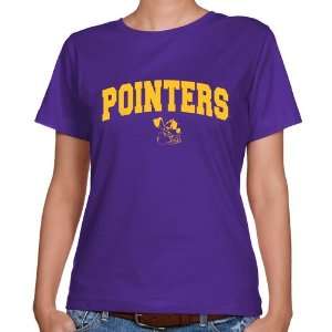 Wisconsin Stevens Point Pointers Ladies Purple Logo Arch Classic Fit T 