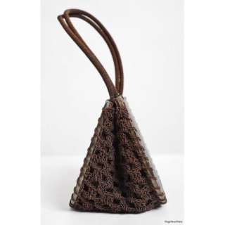 GIORGIO ARMANI Brown Hard Resin and Crochet Little Handbag  