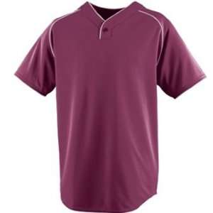   One Button Baseball Jersey   Maroon/White   Small: Sports & Outdoors