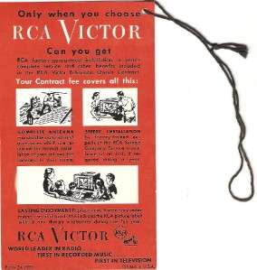 RCA Victor Eye Witness Television Model TC 125 Instruction booklet 