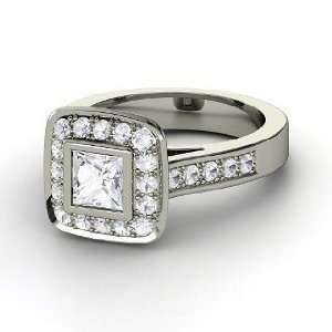  Michele Ring, Princess White Sapphire Sterling Silver Ring 
