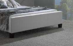 King Size Euro Leather Bed w/ Side Rails   White  