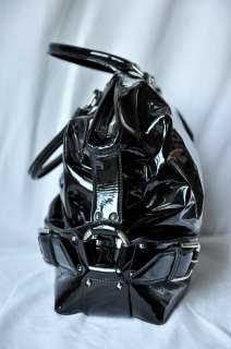 DOLCE & GABBANA Black MISS LOOP Patent Leather Bowler Bag Handbag 