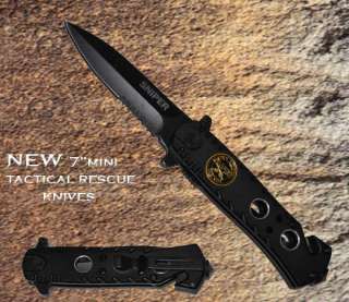 Black SNIPER Spring Assisted Open Rescue Pocket Knife  