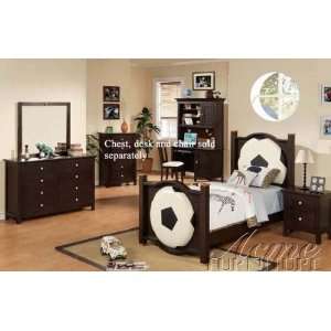  4pc Full Size Bedroom Set with Soccer Design in Espresso 