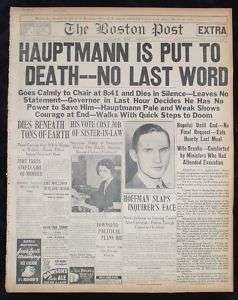 1936 Lindbergh Baby Killer Executed Newspaper REAL zz  
