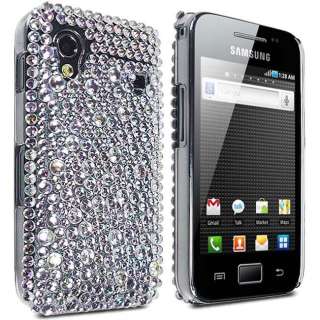 For Samsung Galaxy Ace S5830 Silver Diamond Bling Glitter Hard Shell 