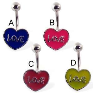  Love and heart belly button ring, yellow   D: Jewelry