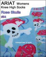 New ARIAT Womens Knee High Boot Skull Rose Socks Cotton Warm Thin 9 11 