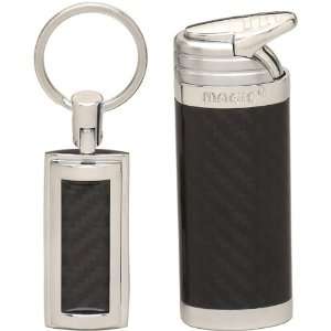  Checker Carbon / Jet Flame Lighter Matching Key Ring 