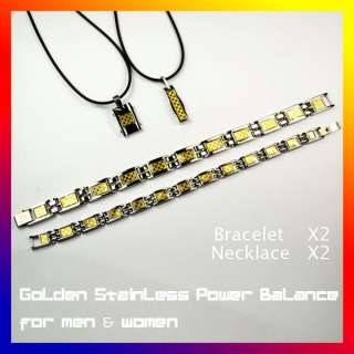 Golden stainless Jewelry set Bracelet Power Balance  