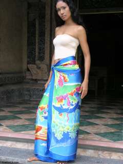 BLUE SEA Silk Batik Sarong Bali Art NOVICA Skirts WorldofGood by 