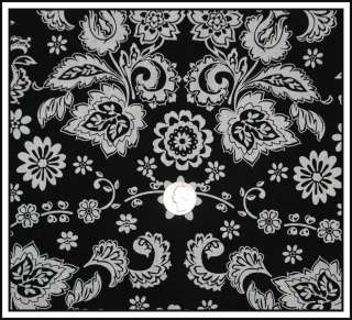 BOOAK Fabric VTG RARE Antique Toile Damask Quilt B&W Black Flower 