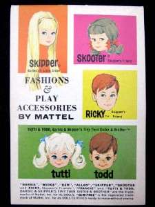   Accessories Skipper Skooter Ricky Tutti Todd Booklet Barbie  