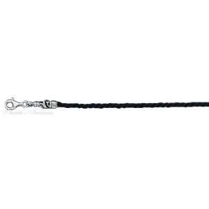    Sterling Silver Twisted Black Silk Cord Necklace 2mm: Jewelry
