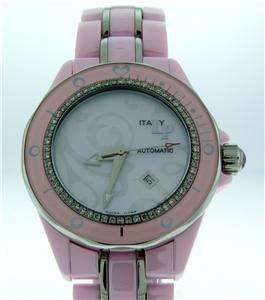 LP Italy Lucien Piccard Celano Pink Ceramic Diamond Bezel Watch Style 