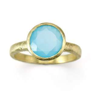  Betty Carre Created Blue Chalcedony Ring 18K Gold Clad Betty 