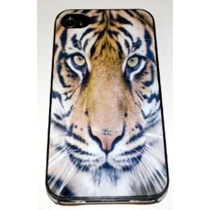 Black Hard Plastic Case Custom Designed Tiger iPhone Case for iPhone 4 
