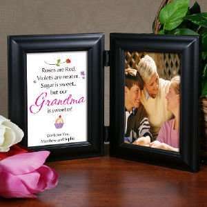 Personalized Grandma Picture Frame   Is Sweet Black Wood Bi Fold 