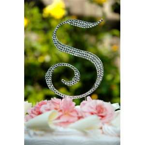 Swarovski Crystal Monogram Wedding Cake Topper Large Letter S  