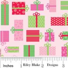 Christmas Candy Holiday Fabric Presents Wrap Gift Pink  