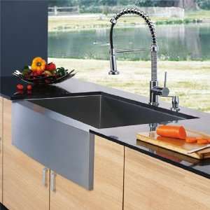  Vigo VG15041 Farmhouse Stainless Steel Kitchen Sink, Faucet 
