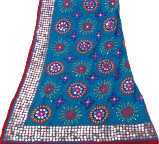 VINTAGE GEORGETTE DUPATTA PHULKARI WORK FABRIC INDIAN DRESS HIJAB USED 