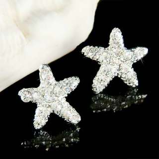 Beach Wedding STARFISH w Swarovski Crystal Earrings New  
