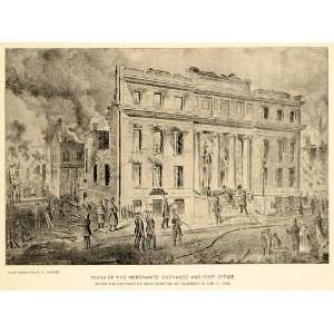  1897 Merchants Exchange Post Office Fire 1835 NYC Print 