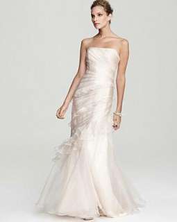 NWT Theia Ruched Organza Mermaid Evening Wedding Gown 6 $1295  