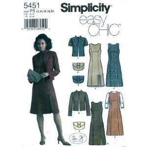 : Simplicity 5451 Sewing Pattern Misses Dress or Jumper Jacket Purse 