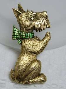   Jonette Jewelry JJ Goldtone Figural Begging Scottie Dog Pin Brooch
