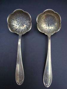 Pair of Antique Silver Sugar Sifter Spoons 800 Germany  