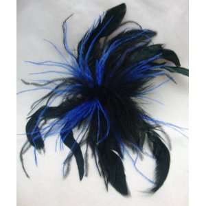    Large Royal Blue and Black Feather Hair Clip: Everything Else