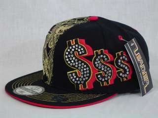   Foil Print Black Flat Brim Ball Cap Hip Hop Fitted From Leader  