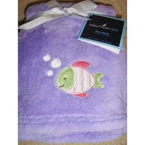   Kids Baby Girl Soft Plush Blanket Purple with Fish Applique: Baby