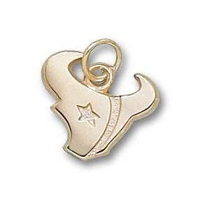  Houston Texans 10K Gold Horn Logo 1/2 Pendant Sports 