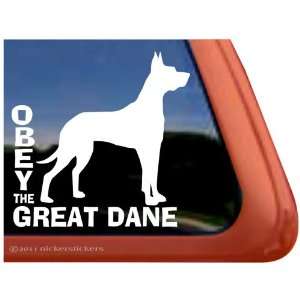  Obey the Great Dane~ Dog Vinyl Window Decal: Automotive
