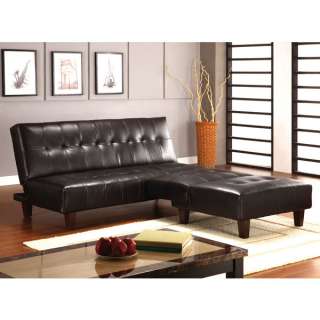 Espresso bicast Leather 5 piece Futon Tables Full Living Room Set 