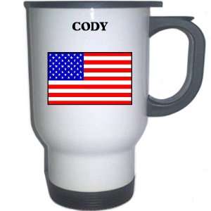  US Flag   Cody, Wyoming (WY) White Stainless Steel Mug 